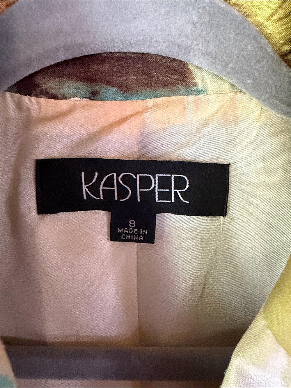 Kasper Yellow and Turquoise Floral Cropped Blazer - Size 8 - Picture 2 of 7